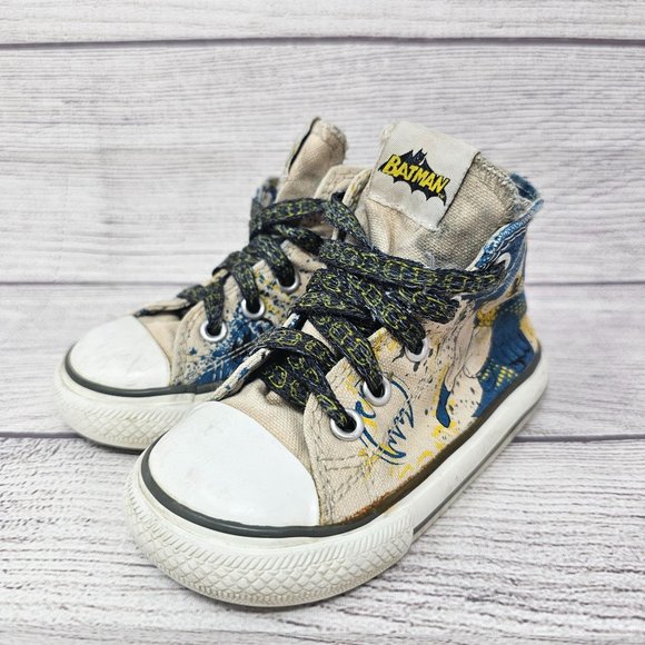 RARE‎ Converse All-Star DC Comic BATMAN Hi Shoes Toddler Size 6 - Picture 3 of 10